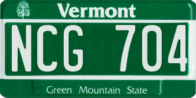 VT license plate NCG704