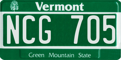 VT license plate NCG705