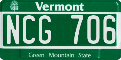 VT license plate NCG706