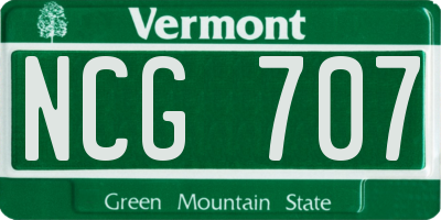 VT license plate NCG707