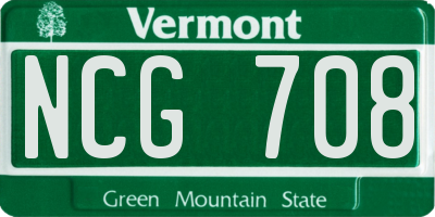VT license plate NCG708