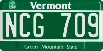 VT license plate NCG709