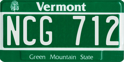 VT license plate NCG712