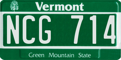 VT license plate NCG714