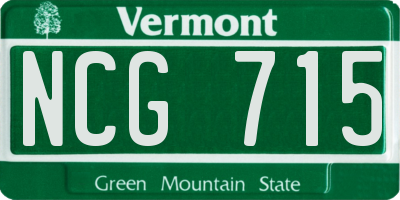 VT license plate NCG715
