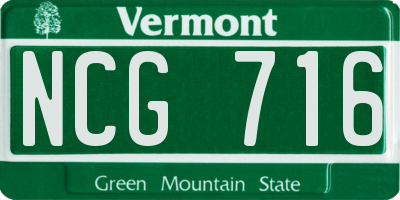 VT license plate NCG716
