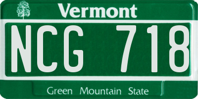VT license plate NCG718