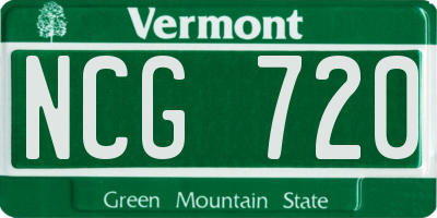 VT license plate NCG720