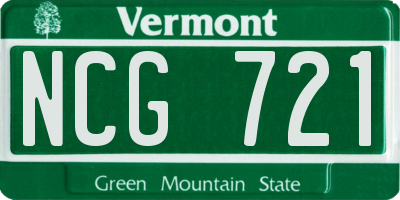 VT license plate NCG721