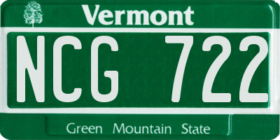 VT license plate NCG722