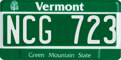 VT license plate NCG723