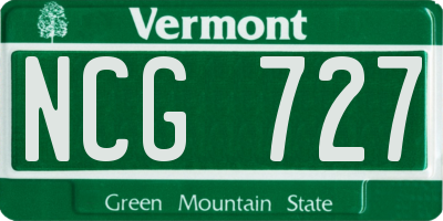 VT license plate NCG727