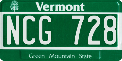 VT license plate NCG728