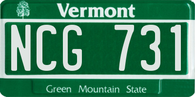 VT license plate NCG731