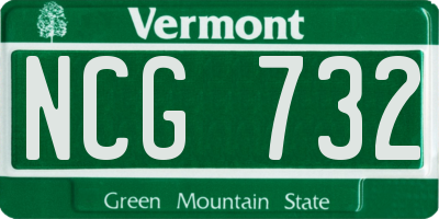VT license plate NCG732