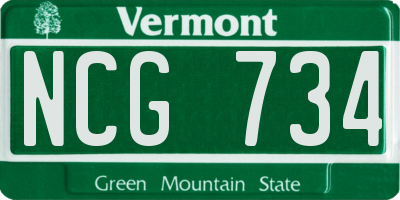 VT license plate NCG734