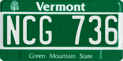 VT license plate NCG736