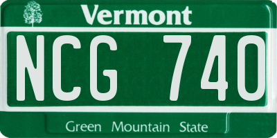 VT license plate NCG740