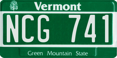 VT license plate NCG741