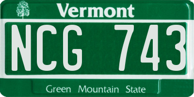 VT license plate NCG743