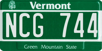 VT license plate NCG744