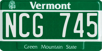 VT license plate NCG745