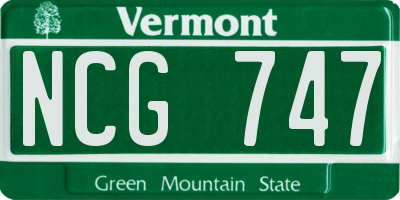VT license plate NCG747