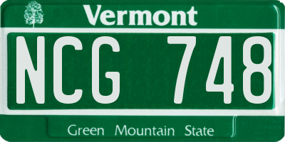 VT license plate NCG748