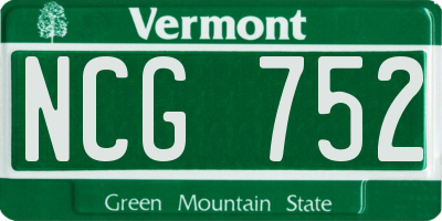 VT license plate NCG752