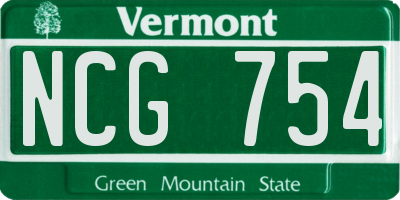 VT license plate NCG754