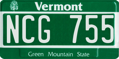 VT license plate NCG755