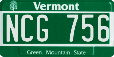 VT license plate NCG756