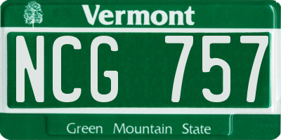 VT license plate NCG757