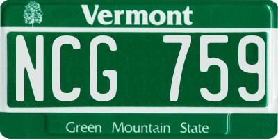 VT license plate NCG759