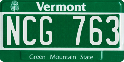 VT license plate NCG763