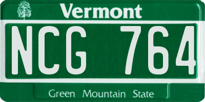 VT license plate NCG764