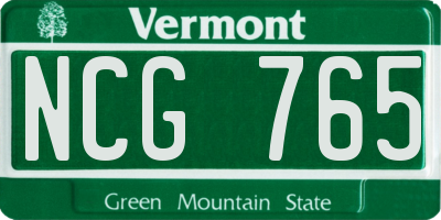 VT license plate NCG765