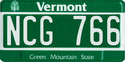 VT license plate NCG766