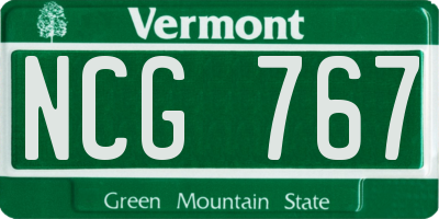 VT license plate NCG767