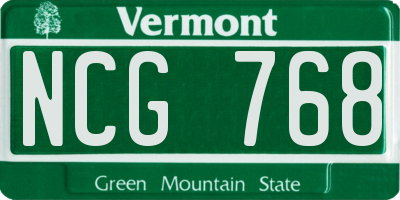 VT license plate NCG768
