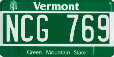 VT license plate NCG769