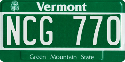 VT license plate NCG770