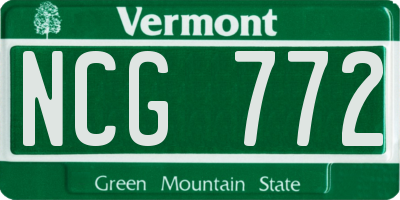 VT license plate NCG772