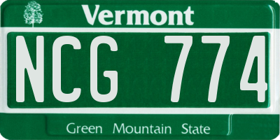VT license plate NCG774