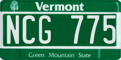 VT license plate NCG775