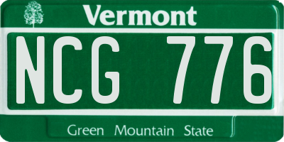 VT license plate NCG776