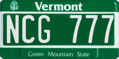 VT license plate NCG777