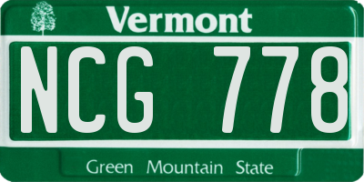 VT license plate NCG778