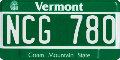 VT license plate NCG780
