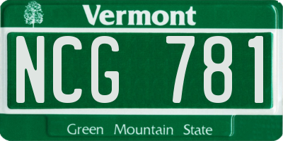 VT license plate NCG781